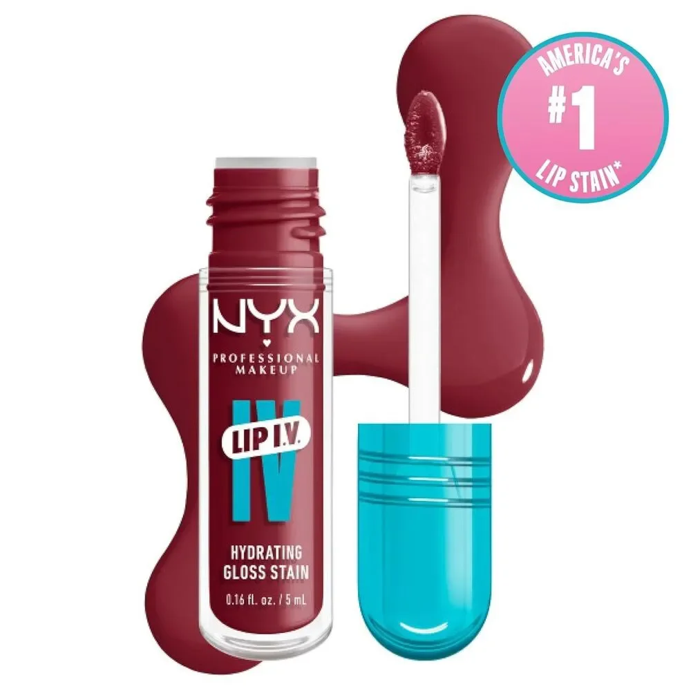 NYX Professional Makeup Lip IV Hydrating Gloss Stain 12Hr Bubblegum Burst 0.16oz